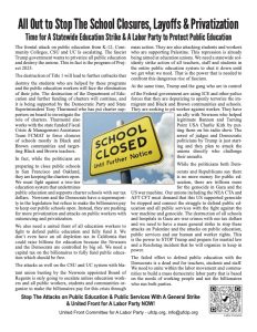 All Out to Stop the School Closures, Layoffs &Privatization