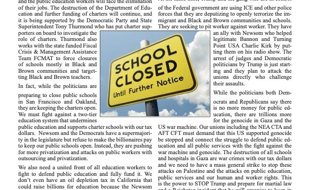 All Out to Stop the School Closures, Layoffs &Privatization